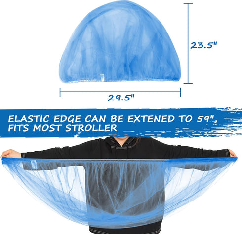 Baby Mosquito Net for Stroller, Perfect Bug Net for Bassinets, Cradles, Playards, Blue