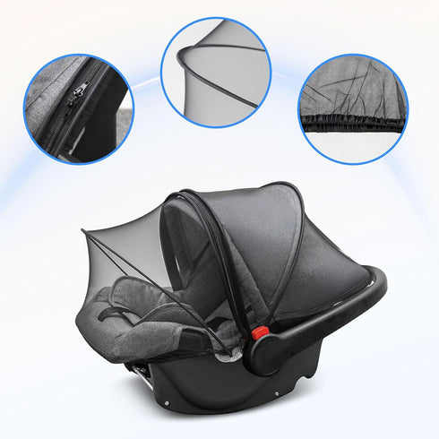 Cheermomo 2-Way Car Seat Canopy, Baby Car Seat Cover, Mosquito Net with Zipper - Breathable Mesh Infant Bug Net
