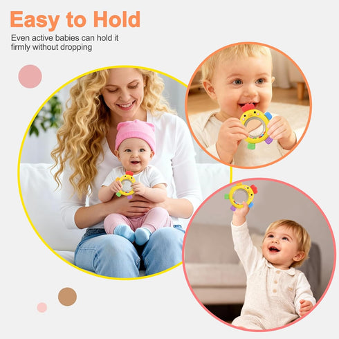 0-6 0-6 6-12 Baby Teether for Months, Soft Silicone Teething Toy, Freezer Safe Cooling Relief, Easy Grip Design, BPA