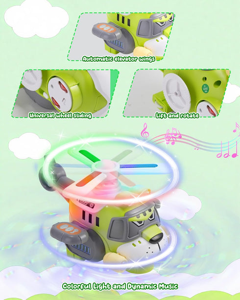 Gofimyee 360 3-7, Tiger Style Kids Airplane Toy Electric Helicopter Toy with Lights & Sounds, Spinning Propeller