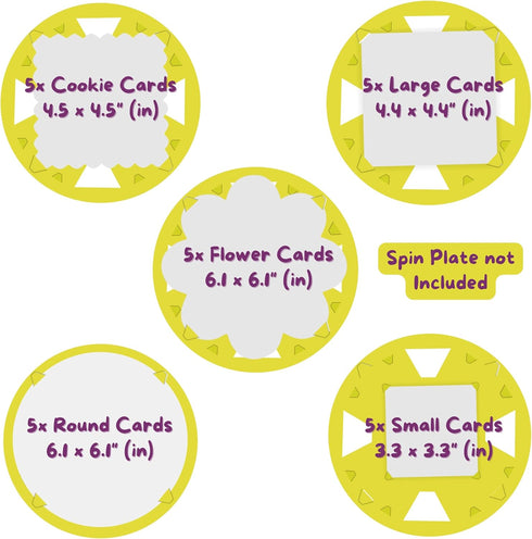 Spin and Spiral Art Refill Pack - 25 Cardboard Pieces in 5 Unique Shapes, 6 Bottles of Colored Paint - Purple, Blue,