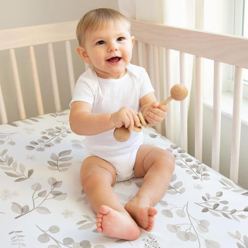 Set 2p Sweet Jojo Designs Floral Leaf Boy Girl Gender Neutral Baby Fitted Crib Sheet for Infant Newborn Nursery Toddler