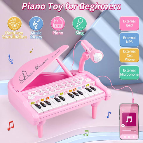 1-3 1 2 3 1st 1 2 3+ Amy&Benton Piano Music Toy Baby for Toddlers Pink for Girls Girl First Birthday Gift for Years Old
