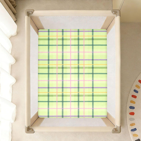 JUNZAN 52x28 Plaid Baby Crib Sheets Cotton Fitted Crib Sheets for Boys Girls Standard Toldder Bed Mattress Sheet