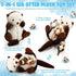 5 Mommy 4 Shappy Pcs Sea Otter Stuffed Animals Large Sea Otter Stuffy Plush with Cute Babies in Her Zippered Belly Soft