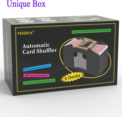 Automatic Card Shuffler, Battery-Operated Electric UNO Poker Shuffler for 2/1/4/6 Decks, Travel Home Card Game