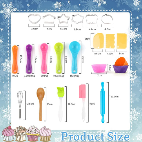 KAEGREEL Kids Baking Chef Set, Unicorn Apron and Mitt, 26pcs Kitchen Toys Cooking Set for Girls and Boys