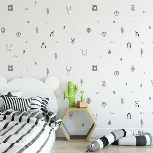 Stylish Animal Wall Stickers - Nursery, Toddler, Kids Jungle Designs, Easy to Apply Baby Wall Stickers