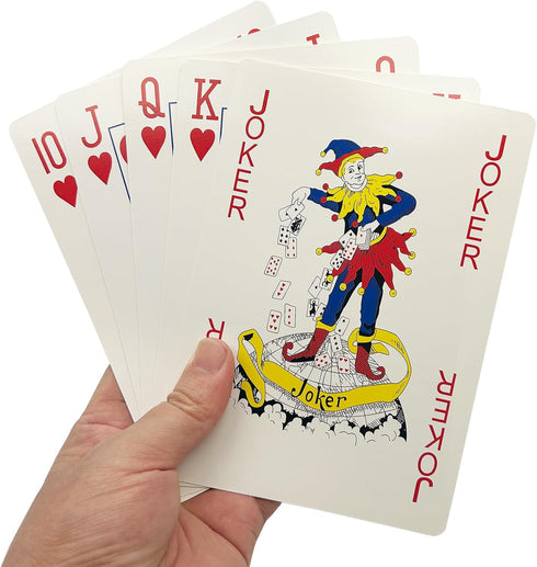 QkonkgnS 5X7 Inch (4 Large Jumbo Playing Cards, Giant Deck of Cards Games for Families Casino Party Decorations