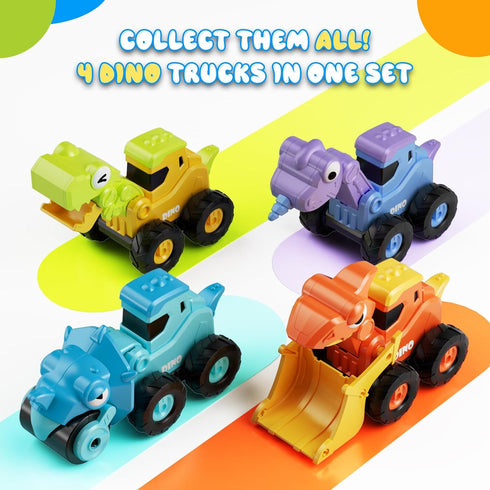 2 3 4 5 Construction Toys for Year Old Boy Kids Toddlers, Press and Go Dino Truck Construction Vehicle Toys Sandbox