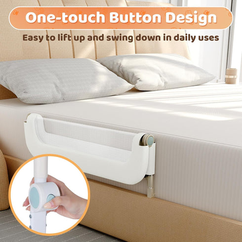 59inch omzer Bed Guard Rail for Toddlers - Foldable & Adjustable Height Baby Bed Safety Side Rails - Large Toddler Crib