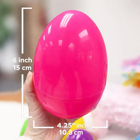 6 Inch 6 6" 4.25" GiftExpress Easter Eggs - Piece Extra Large x Assorted Color Fillable Plastic Eggs - Adult & Kid