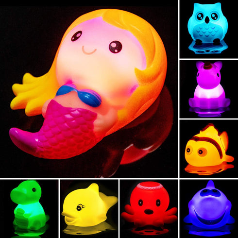 Bath Toys for Toddlers Baby, 8 Pack Light Up Toys - Bathtub Toy Flashing LED Light for Kids