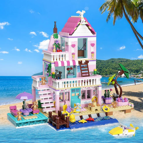 Blocks,812pcs 8+Mini MindBox Girls Seaside Villa Building Beach House Building Toys for Kids Age Brick
