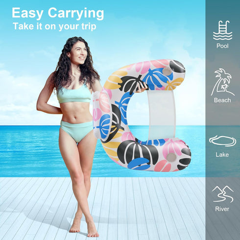 ANNIL3 Pack Swimming Summer Adult Inflatable Pool Floats Chair, Water Leisure Inflatable Floating Chair,Drink Holder