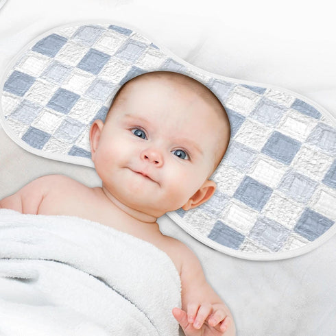 decor gift 4 Pack 22x11in Cotton Burp Cloths Muslin Breathable Blue Checkered Pattern spit up Rags for Unisex Newborns