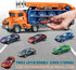 Hot Carrier Transport Truck Toys - 7-in-1 Big Storage Truck with Dual-Racing Track, 6 Die-Cast Cars, Gift for Kids