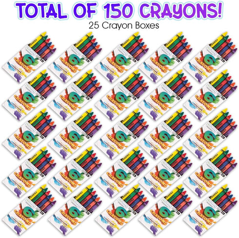 Packs, 25 Sets 6 Packs 150 Packs ArtCreativity Bulk Crayon of Total Crayons Bulk Non-Toxic Individual for Kids