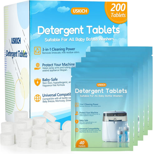 200Pcs Detergent Washing Tablets for Momcozy,Deep Cleaning Baby Brezza Bottle Washer,Compatible with