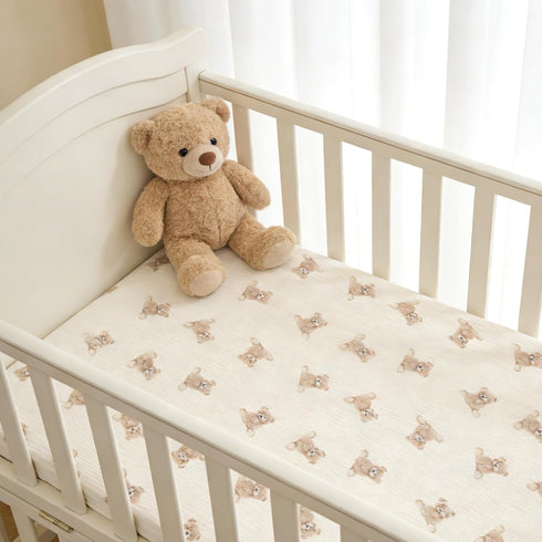 Set 3 52"x28", Set Organic Cotton Muslin Baby Crib Bedding Piece Soft for Infant Newborn Toddler Boys Girls Nursery Bed