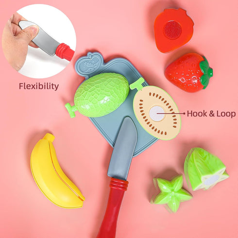 67Pc Sets Shimirth Pretend Play Food for Kids Kitchen, Pizza Toy Food & Cutting Fake Food - Fruits & Vegetables, Play