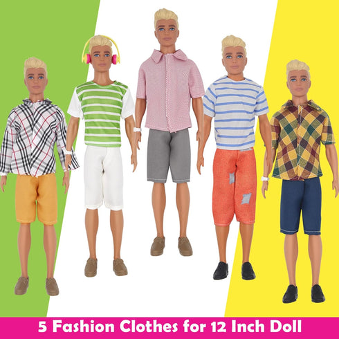 EuTengHao 30Pcs Doll Clothes and Accessories, 12 Inch Boy and Girl Dolls, Includes 12 Set Wear Clothes