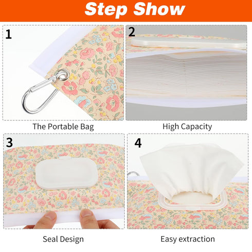 Telooco 3 Pcs Travel Wipes Case, Portable Reusable Wipes Pouch, Waterproof and Dustproof Wipe Holder Travel for Diaper