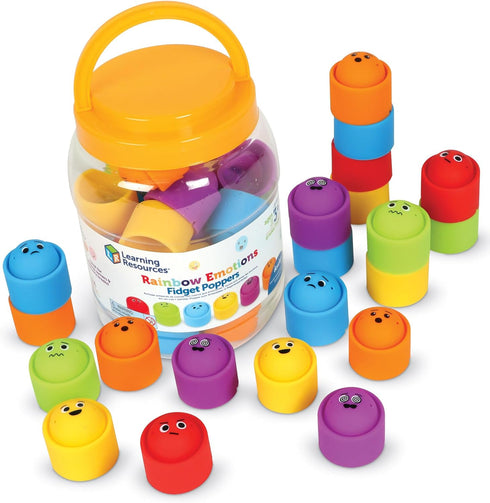 Learning Resources Rainbow Emotion Fidget Poppers Classroom Set, 24 Pieces, Ages 3+,