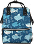 FHEDVBN Cute Blue Fish Diaper Bag Backpack for Women Multifunction Waterproof Mummy Backpacks