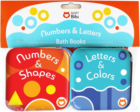 (Set 2 Floating Baby Bath Books - Bath Books for Babies, Infants - Waterproof, Mold-Free Bath Toys for Learning & Early