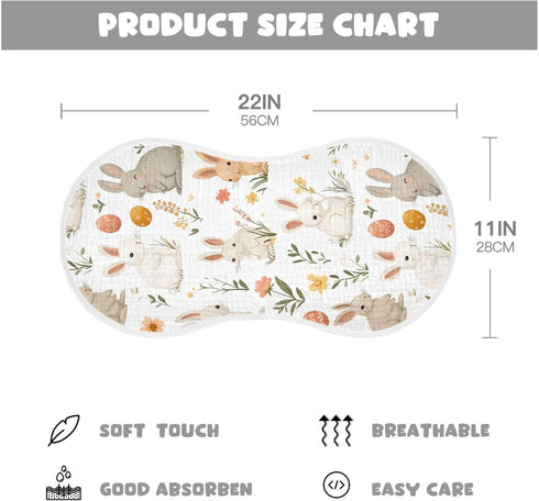 SEHANY 22x11in 1Pack Easter Cute Bunny Muslin Baby Burp Cloths,Extra Soft Absorbent Skin-Friendly Cotton Muslin Cloths