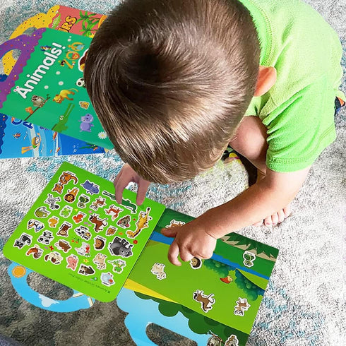 Reusable Sticker Books for Kids - 4 Sets Removable Toddler Sticker Book for Educational Learning Toys