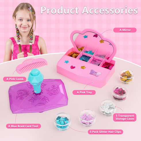 3-12 WooWee Hair Gem Stamper Kit, Sparkling Hair Jewels Styling Tool for Girls, Creative DIY Hair Art Crafts
