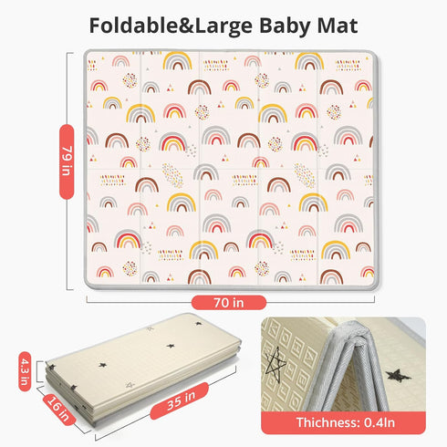 Mat,79"X71"Extra Tummy Baby Play Large Play Mat,Non-Toxic Time,Baby Play Mats for Floor,Waterproof,Baby Crawling