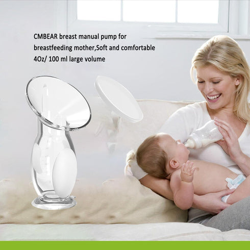 4oz/100ml Silicone Manual Breast Pump - Capacity, Food Grade, Soft Bottle for Gentle Breast Milk Collection