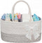 Zopeal Diaper Caddy Organizer Large Cotton Rope Baby Basket with Removable Divider