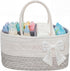 Zopeal Diaper Caddy Organizer Large Cotton Rope Baby Basket with Removable Divider