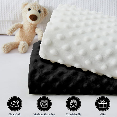 Homiest 2 Pack Changing Pad Cover, White + Black Changing Table Sheets, Ultra Soft Fleece Minky Dot Fabric, Breathable