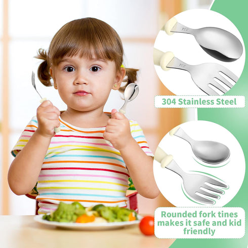 9 Pieces Toddler Utensils Set, Stainless Steel Fork and Spoon, Kid Safe Flatware for LunchBox