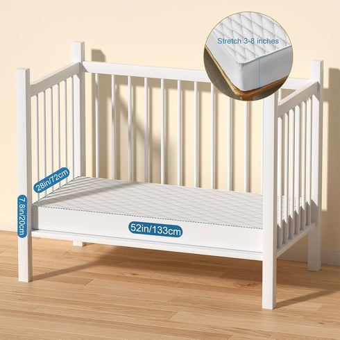 VOPHIA 2Pack 52X28 52X28inch) Waterproof Crib Mattress Protector,Cotton Fitted Crib Sheets Crib Mattress Protector