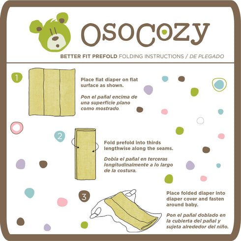 OsoCozy (6pk) Organic Cotton Prefold Cloth Diapers - Super-Soft, Thick, Absorbent, Durable and Ecologically Friendlier.