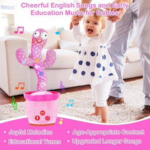 18 1 River Mill Rechargeable Dancing Talking Cactus Toy, Singing Cactus Baby Toy that Talks Back, Educational Baby Toys
