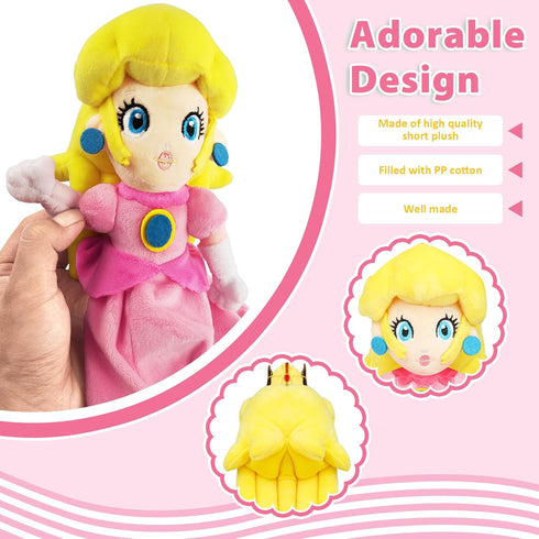 Princess Peach Plush Toy, 11 Inch Princess Peach Doll Collection, Mario Plush Stuffed Animals, Sweet Gift for Fans