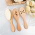 DFDG Set Set Personalized Baby Hair Brush Custom Wooden Toddler Brush with Laser Engraved Name Customize Logo Wood Baby
