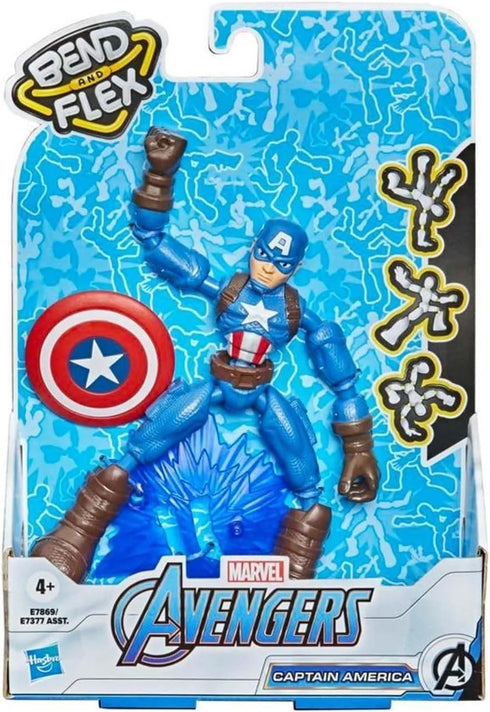 Avengers Marvel Bend and Flex Action Figure Toy, 6-Inch Captain America, Includes Blast Accessory