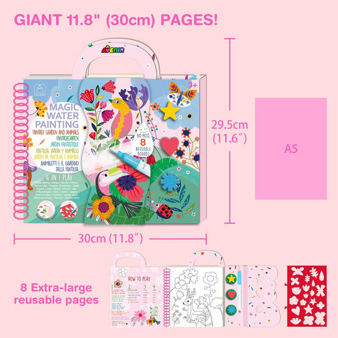 3-5 4 1 Set Avenir Reusable Water Coloring Book for Toddlers Years, Road Trip & Airplane Mess-Free Portable Educational
