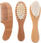 HAMPPLIES Comb Set with Soft Wool Bristles and Beech Wood Hairbrush for Newborns