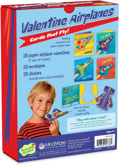Peaceable Kingdom Valentine's Day Gift for Kids, Fun Party Favors for Classroom, Goodie Bag Stuffers - Paper Plane