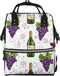 Qewfoju Wine Bottles And Grapes Print Diaper Bag Backpack Large Capacity Diaper Backpack