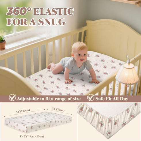 Poyday 2 54 28 Inch Baby Crib Sheets Cotton Muslin: Crib Sheets Neutral for Boys Girl Soft Breathable Fitted Toddler